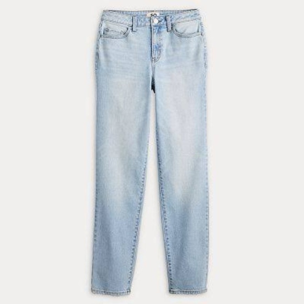 SO high rise straight light blue jeans